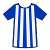 Blue and white striped football shirt, as worn by Brighton
