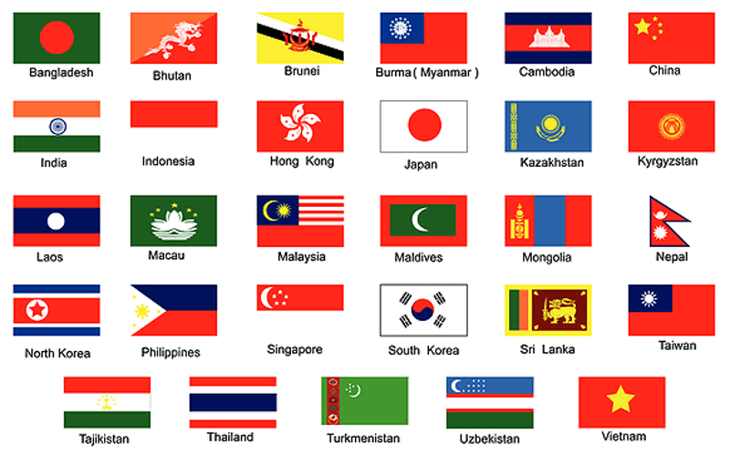 asia flags